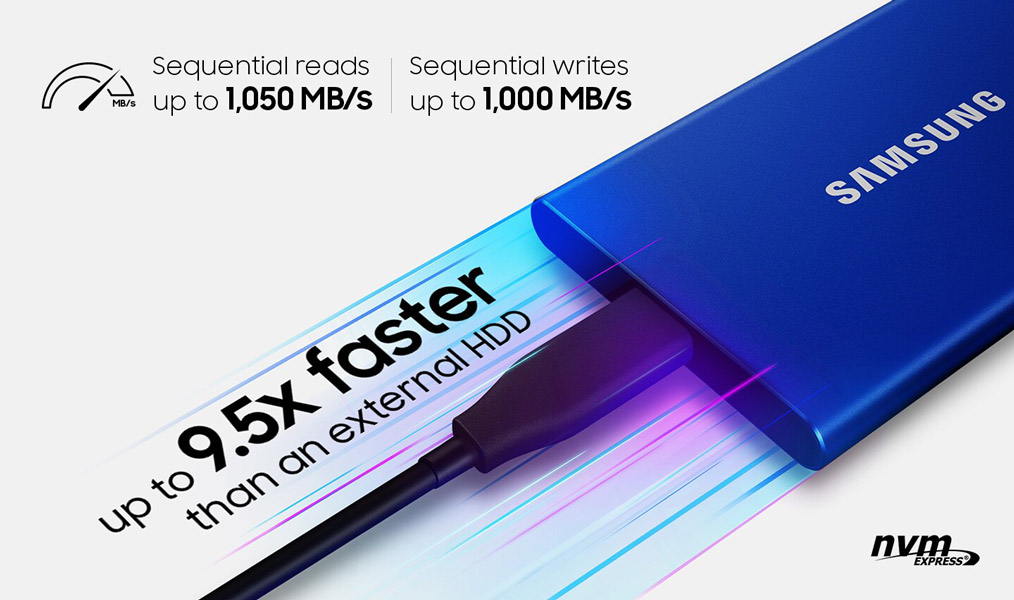 samsung t7 portable tốc độ đọc lên đến 1050MB/s