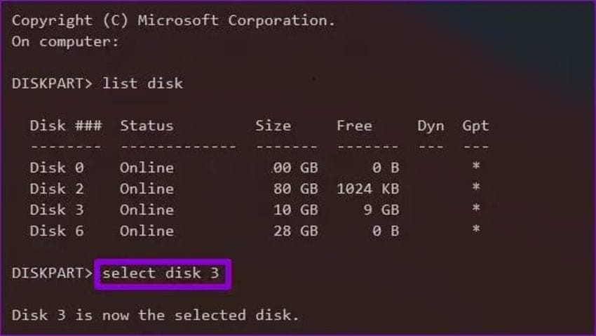 format ổ cứng trên Windows 11 với CMD bước 5
